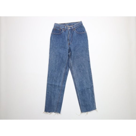 Vintage 90s Levis 901xx Womens 27 Thrashed Button Fly High Waisted Mom Jeans